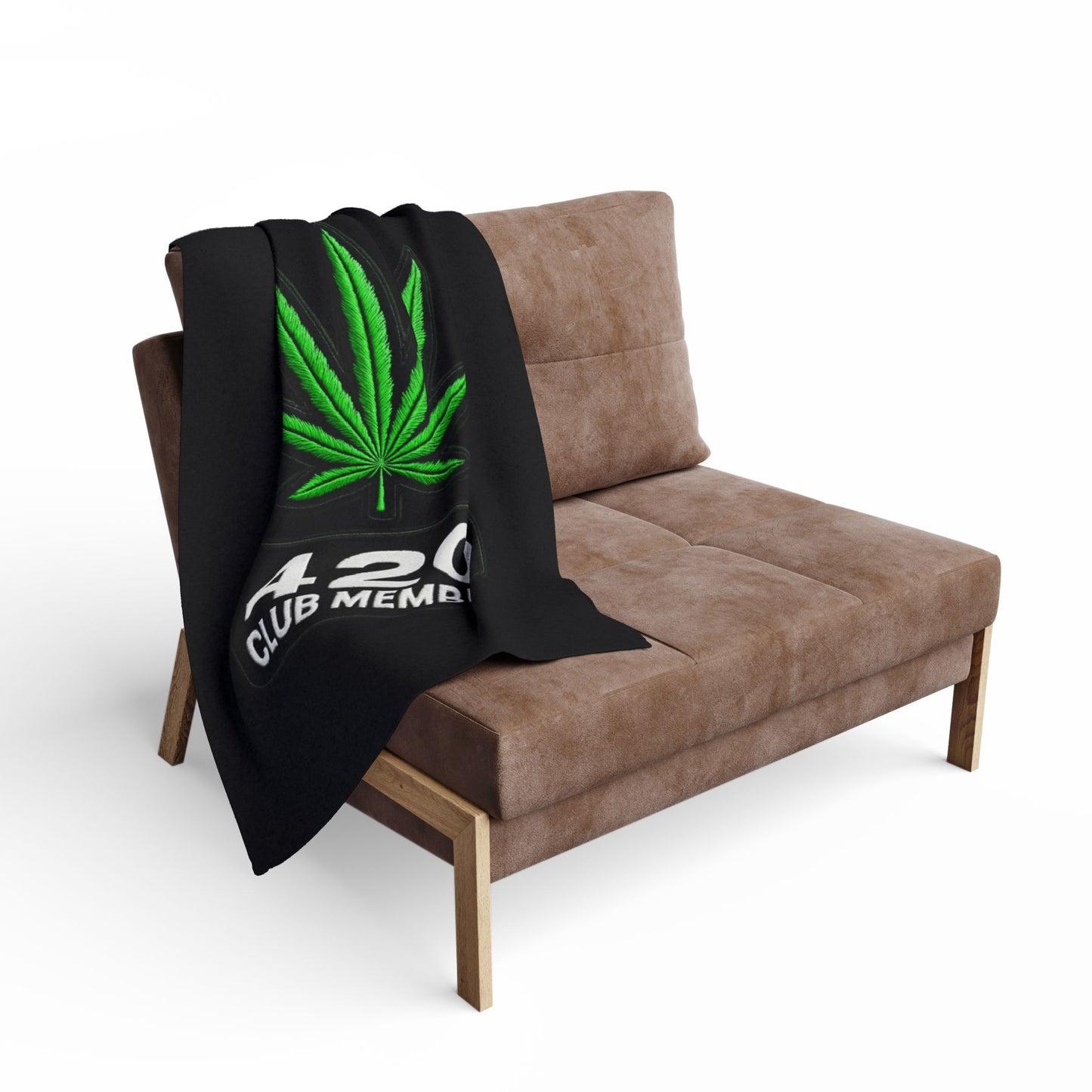 420 Club Member Arctic Fleece Blanket — Cannabis Leaf Throw Blanket for Stoners & Gift