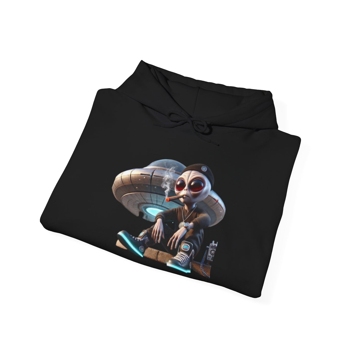 420 Alien Skate Hoodie — Retro UFO Skateboarding Graphic Sweatshirt