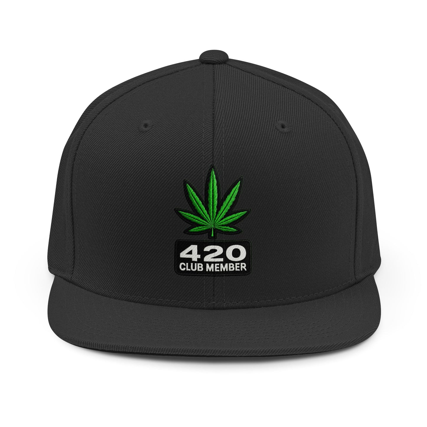 420 Club Member Snapback Hat — Embroidered Cannabis Leaf Cap