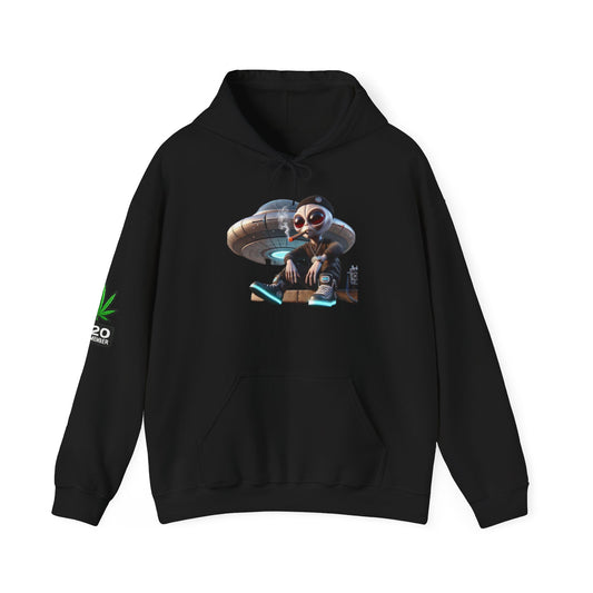 420 Alien Skate Hoodie — Retro UFO Skateboarding Graphic Sweatshirt