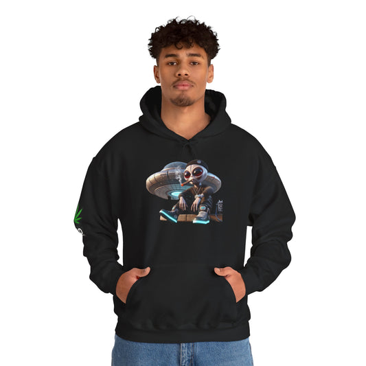 420 Alien Skate Hoodie — Retro UFO Skateboarding Graphic Sweatshirt